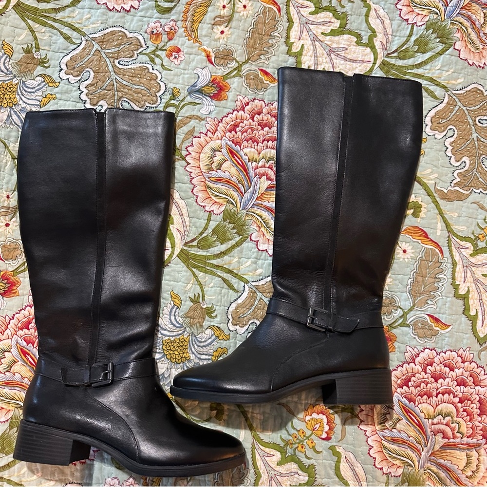 NWOB 9M Easy Spirit leather riding boots 1 1/2" heel